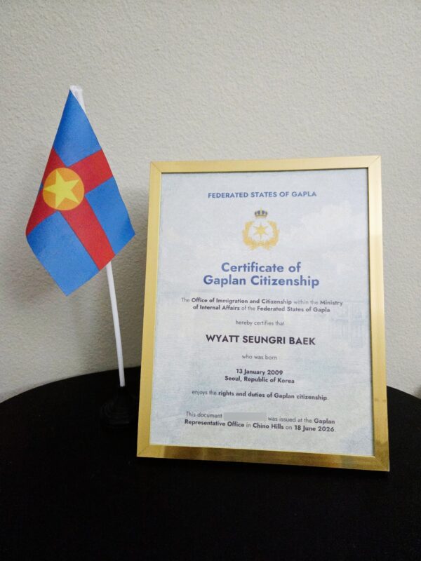 Framed Citizenship Certificate